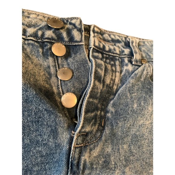 CP JEANS Vintage Style High Waist Button Fly Mom Jean Blue Denim Cuffed Shorts-5 - Picture 6 of 13